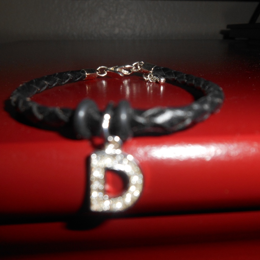 "D"" Charm leather Bracelet